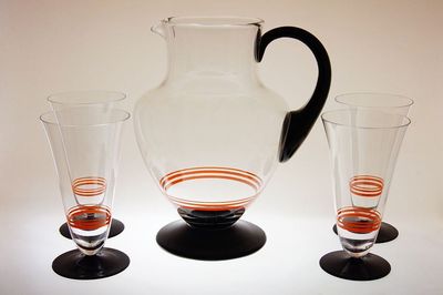 Art - Deco nápojová souprava - hyalitové sklo