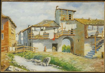 Letní námět ze středomoří - LEJSEK 1958 olejomalba