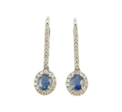 Zlaté náušnice se safíry a brilianty 0,4 ct