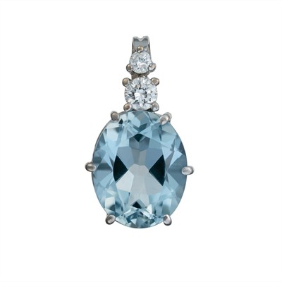 Zlatý přívěsek s přírodním akvamarínem a diamanty