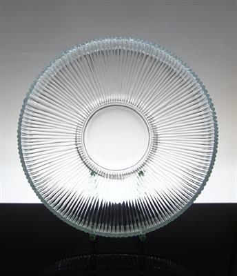 Servírovací podnos lisované sklo Václav HANUŠ Rudolfova huť