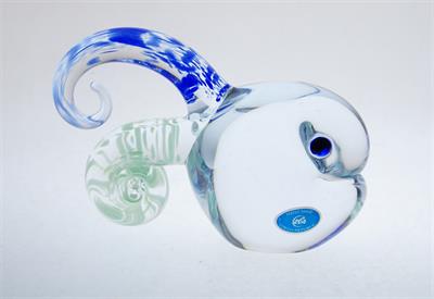 RYBA - figurální plastika barevné hutní sklo, sklárna ŽBS