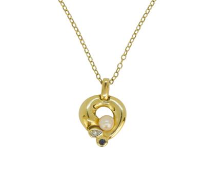 Zlatý náhrdelník s perlou a safírem