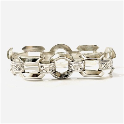 Stříbrný art-deco článkový náramek