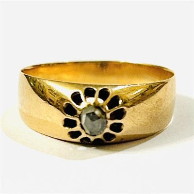 Zlatý starožitný prsten s diamantem