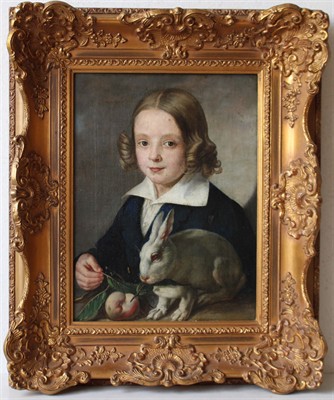 Chlapec ze zajícem - 19. stol. - Olej