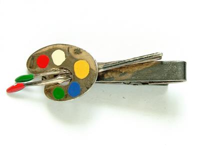 925 Ag spona na kravatu ve tvaru malířské palety