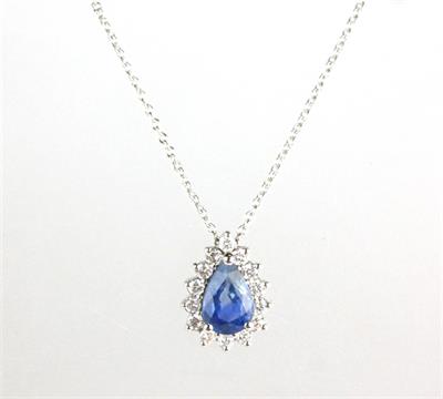 Zlatý náhrdelník se safírem a diamanty
