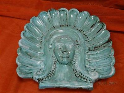 Plastika z terakoty Indián tyrkysová barva