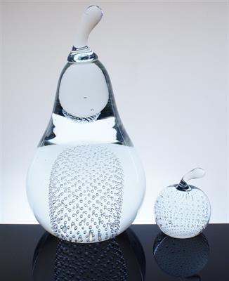 Skleněný objekt "HRUŠKA" dekor Kapky deště M. METELÁK XXXL!