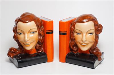 Dívčí tváře, prvorepublikové knižní zarážky styl ART - DECO