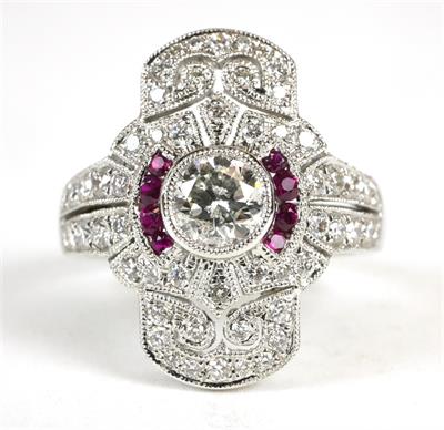 Zlatý prsten s brilianty a rubíny 1,07 ct