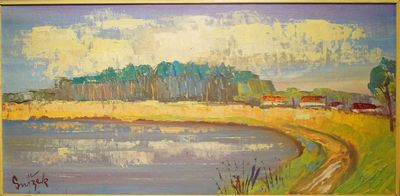 Jaromír SNÍŽEK - "Večer u jezera" olej, Poděbrady