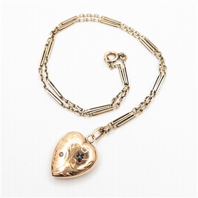 Starožitný zlatý náhrdelník se srdíčkem