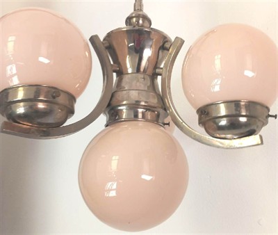 Lustr art deco s růžovými originálními koulemi