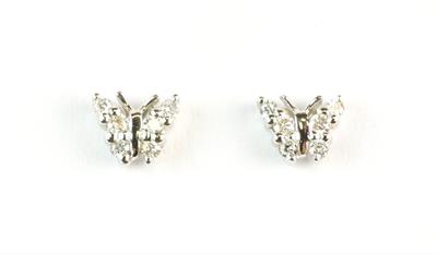 Zlaté náušnice s diamanty - motýli