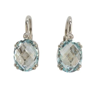 Zlaté náušnice s brilianty a topazy