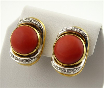 Náušnice s korály a diamanty - Alessandria, Itálie