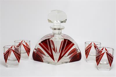 ART - DECO stylová likérová souprava - geometrický dekor