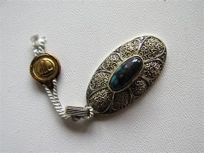 Theodor Fahrner Přívěsek - Pozlacené stříbro 925 - Tyrkys a markazity