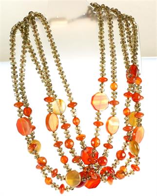 Pětiřadý náhrdelník s karneoly a