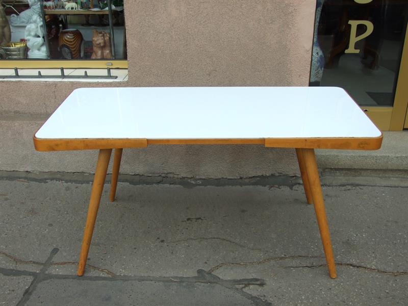 Stůl s opaxitovým sklem, 60-léta, 54,5×120,5cm