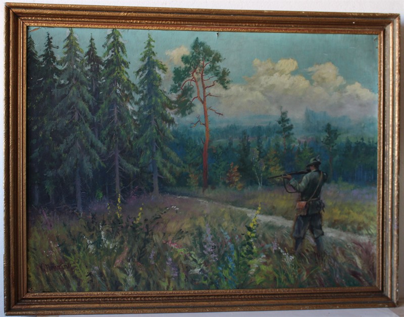 Lovecký výjev - sign - Olej