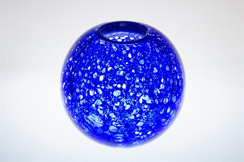 Váza zatavený kobaltově modrý dekor Vladimír JELÍNEK Moser