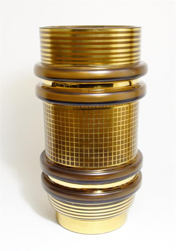 Art Deco váza - odstín skla Topas, sklárna bratři PODBIRŮ