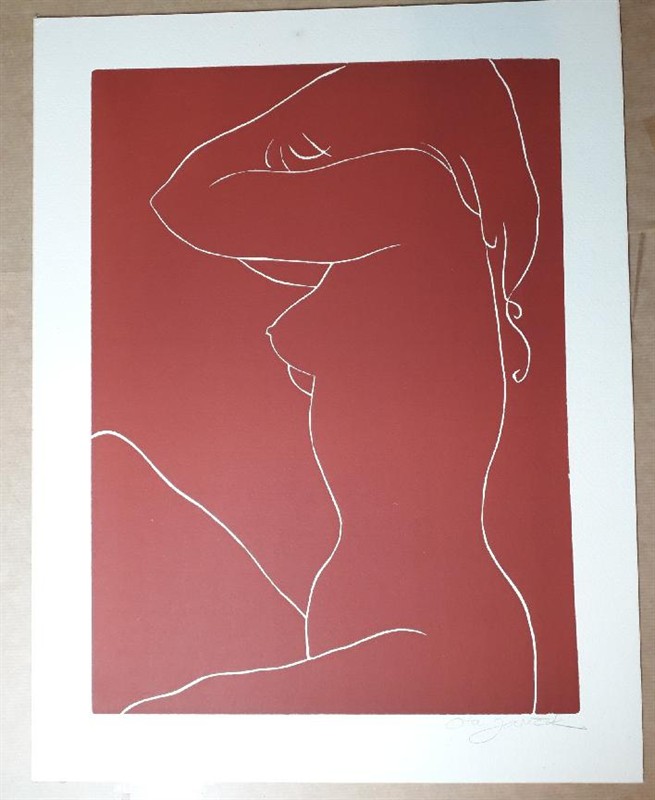 Ota Janeček žena akt linoryt 50x39 cm ex. 22/80