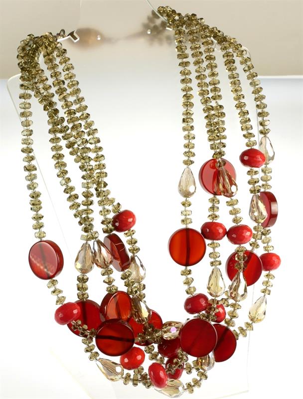 Náhrdelník s karneoly a křemeny