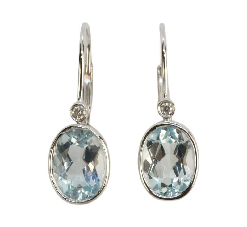 Zlaté náušnice s brilianty a topazy