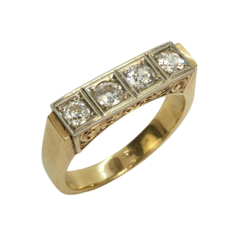 Zlatý Art deco prsten s brilianty