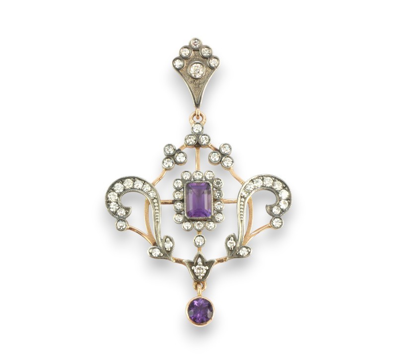 Zlatý závěs s ametysty a brilianty