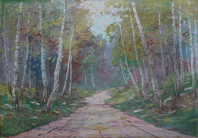 Lesní cesta, secesní tempera - Vladimír NOVÁK