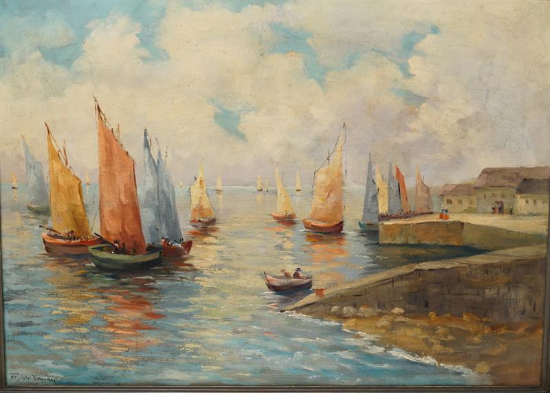 Středomořský přístav - František Sylva TOMAN velký olej