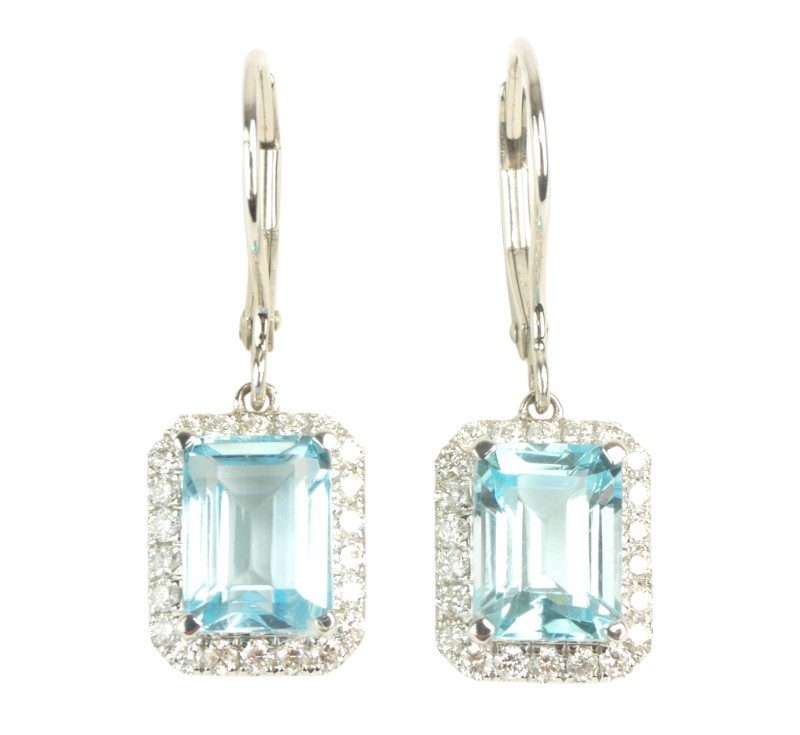 Zlaté náušnice s topazy a brilianty