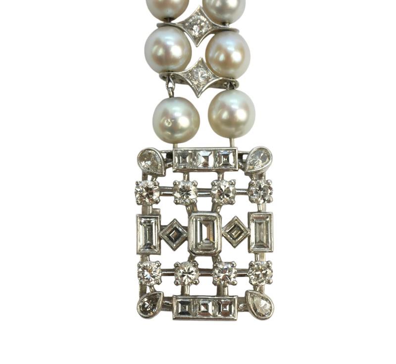 Starožitný perlový náramek s brilianty