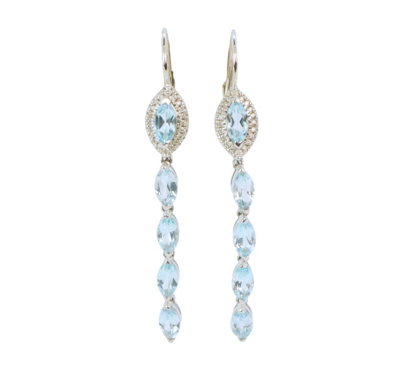 Zlaté náušnice s topazy a diamanty