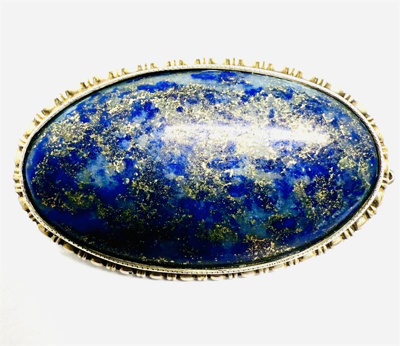 Stříbrná brož s lápisem lazuli