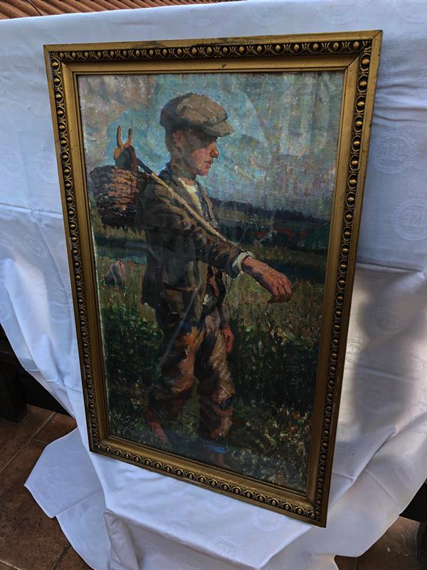 Chlapec , olej , signováno Procházka