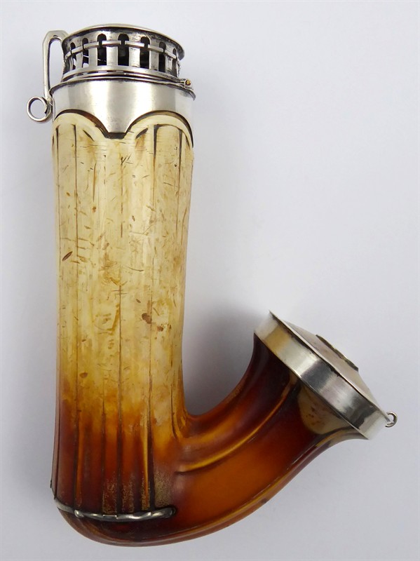 Velká dýmka z mořské pěny a stříbra