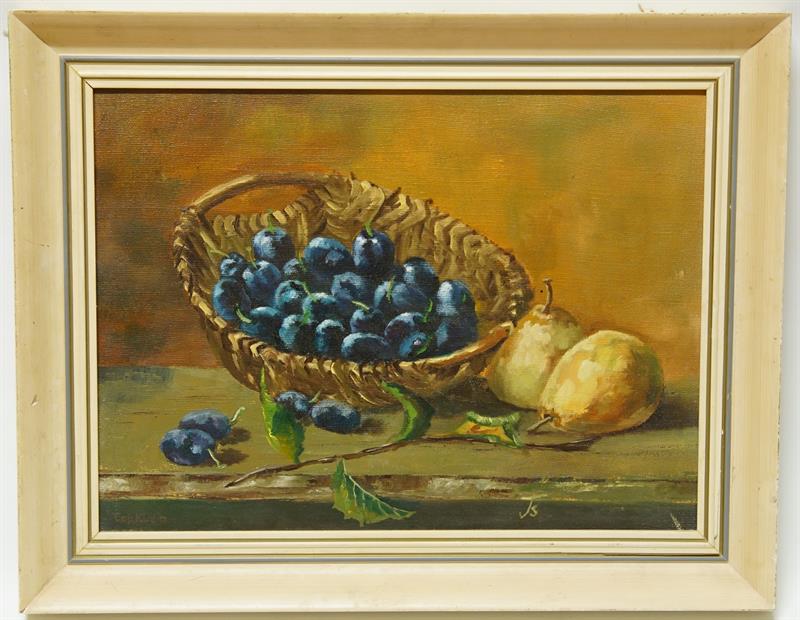 Zátiší s ovocem "Plody léta" monogram J. S. olej na plátně