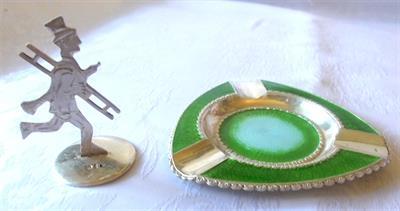 Popelník a dusítko ve tvaru kominíčka, stříbro, smalt