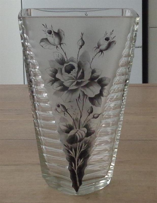 Velká váza art deco malované řůže (31 cm)