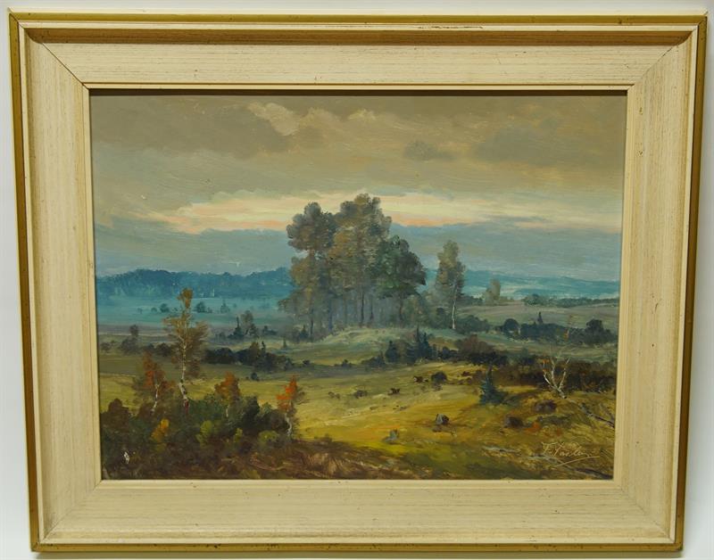 "Podvečerní krajina" Český ráj  Ferdinand TÁSLER olejomalba