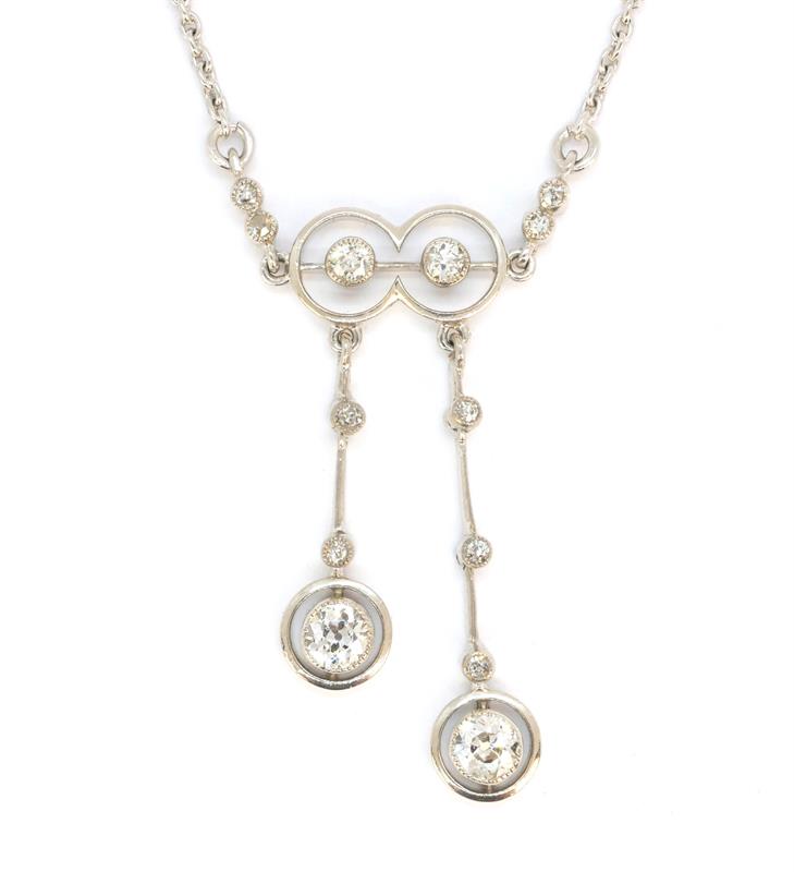 Platinový Art deco náhrdelník s brilianty 0,88 ct