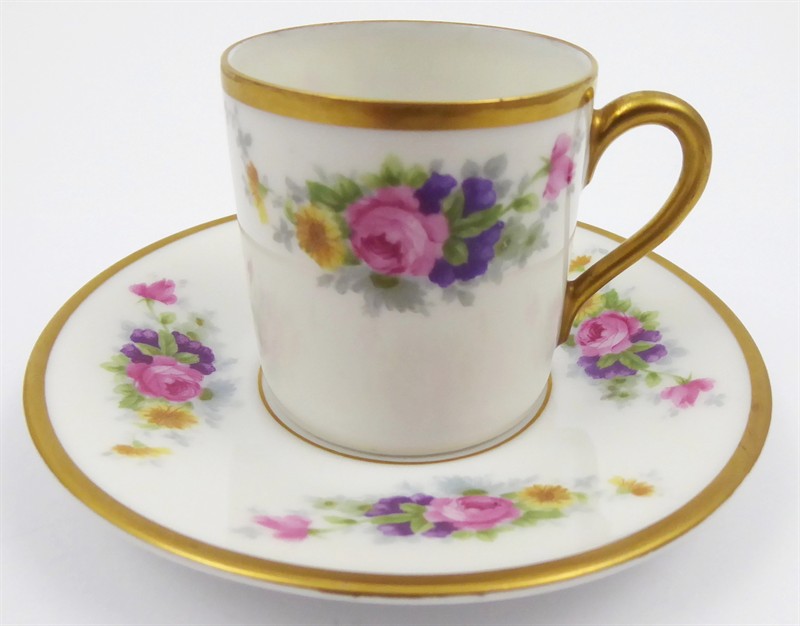Moka šálek s kytičkami a zlacením - Rosenthal