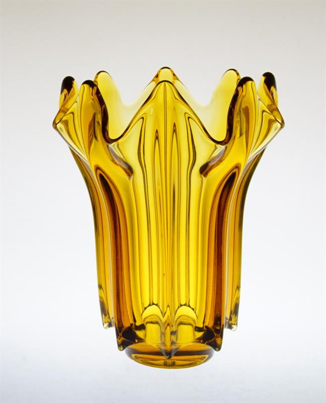 Váza z ambrového skla - kolekce "Iceberg" Rudolf JURNIKL