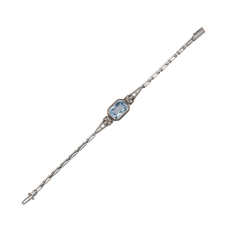 Stříbrný náramek Art Deco se syntetickým spinelem